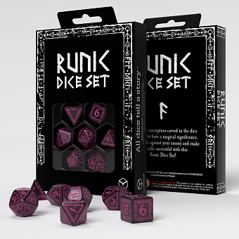 Набор кубиков Runic Shimmering black with magenta Dice Set - KUBIX Набор кубиков Runic Shimmering black with magenta Dice Set