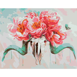Картина по номерам Череп с цветами (40х50 см)