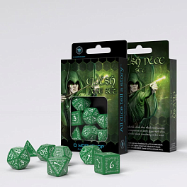 Набор кубиков Elvish Green & white Dice Set (7шт.)