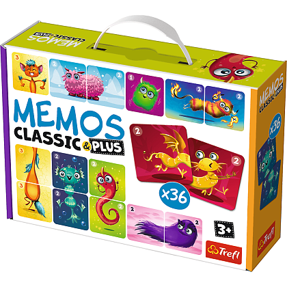 Настільна гра Мемос класік: Монстрики (Memos classic & plus: Cute monsters), бренду Trefl, для 1-1 гравців - KUBIX