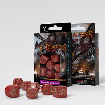Набор кубиков Dragons Modern Dice Set: Ruby - KUBIX Набор кубиков Dragons Modern Dice Set: Ruby