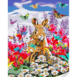 Картина по номерам Кролик среди цветов (30х40 см)