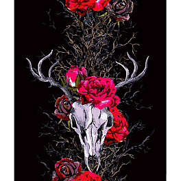 Картина по номерам Череп оленя с розами (40х50 см)