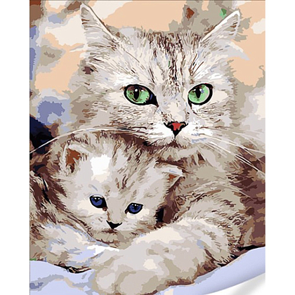 Картина по номерам Кошка и котенок (40х50), бренду Strateg - KUBIX