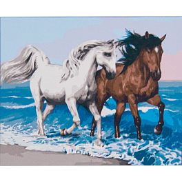 Картина за номерами Двоє коней на березі моря (40х50 см)