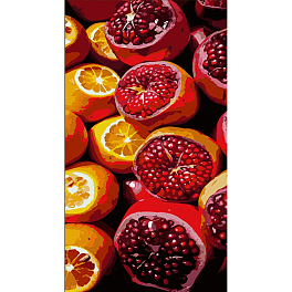 Картина по номерам Сочные гранат и апельсин (50х25 см)