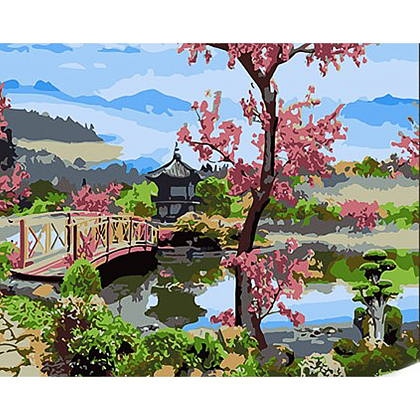 Картина за номерами Японський сад (30х40 см), бренду Strateg - KUBIX