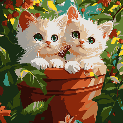 Картина за номерами Обійми котиків (30х30 см), бренду Strateg - KUBIX