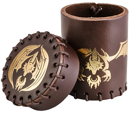 Стакан для кубиков Flying Dragon Brown & golden Leather Dice Cup