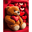 Миниатюра товара Картина по номерам Медвежонок с сердечками (40х50 см) - 1