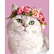 Мініатюра товару Картина за номерами Кішка з вінком із квітів (40х50) - 1