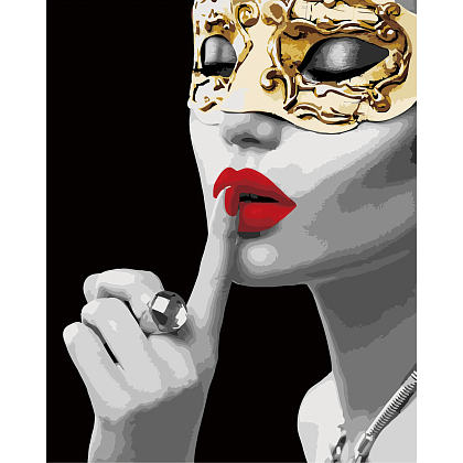 Картина по номерам Девушка с золотой маской (40х50 см), бренду Strateg - KUBIX