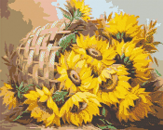 Алмазна мозаїка Соняшники у кошику (40х50 см), бренду Origami - KUBIX