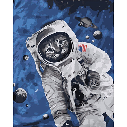 Картина по номерам Кот в космосе (40х50 см), бренду Strateg - KUBIX