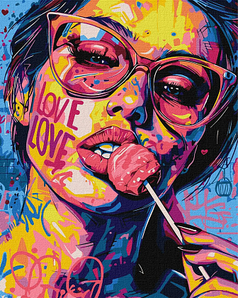 Картина по номерам Девушка с конфеткой (40х50 см), бренду Идейка - KUBIX