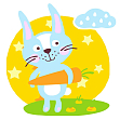 Миниатюра товара Картина по номерам Кролик с морковью (20х20 см) - 1