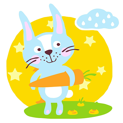 Картина по номерам Кролик с морковью (20х20 см), бренду Strateg - KUBIX