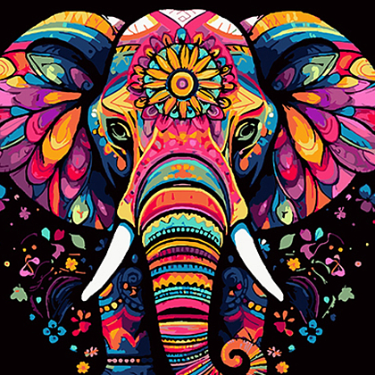 Картина по номерам Экзотический слон (40х40 см), бренду Strateg - KUBIX