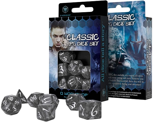 Набор кубиков Classic RPG Smoky & white Dice Set (7шт.), бренду Q-Workshop - KUBIX