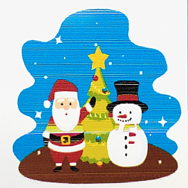 Картина по номерам Дед Мороз со снеговиком под елкой (20х20 см)