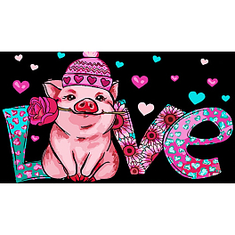 Картина за номерами Романтична свинка із серцем (50х25 см)
