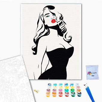Картина по номерам Lady in black (30х40 см) - KUBIX Картина по номерам Lady in black (30х40 см)