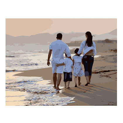 Картина по номерам Семейная прогулка по берегу (40х50 см), бренду Strateg - KUBIX