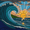 Картина по номерам Вітраж Хвиля (30х30 см)