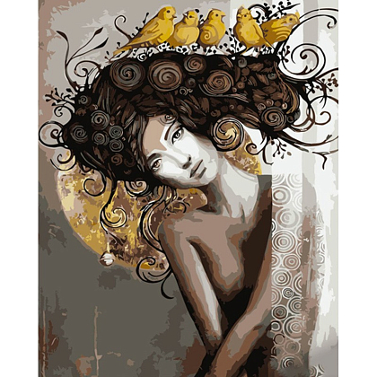 Картина по номерам Девушка с птицами (40х50 см), бренду Strateg - KUBIX