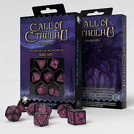 Набір кубиків Call of Cthulhu 7th Edition Black & magenta Dice Set (7шт.)