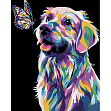 Мініатюра товару Картина за номерами Поп-арт собака з метеликом (40х50 см) - 1