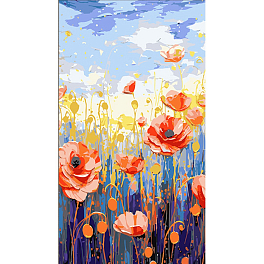 Картина по номерам Пышное цветение маков в поле (50х25 см)