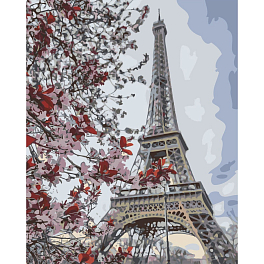 Картина по номерам Цветы дерева у башни (40х50 см)