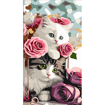 Картина по номерам Цветочные котята (50х25 см), бренду Strateg - KUBIX
