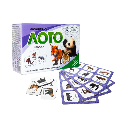 Настільна гра Лото Тварини, бренду Strateg, для 2-4 гравців, час гри < 30хв. - 2 - KUBIX
