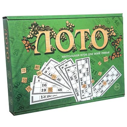 Настільна гра Лото з дерев'яними фішками зелене (RU), бренду Strateg, для 2-12 гравців, час гри < 30хв. - KUBIX