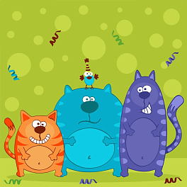 Картина за номерами Різнокольорові коти (30х30 см)