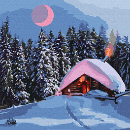 Картина по номерам Снежный домик (40х40 см)