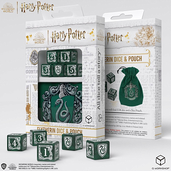 Набор кубиков с мешочком Harry Potter. Slytherin Dice & Pouch - KUBIX Набор кубиков с мешочком Harry Potter. Slytherin Dice & Pouch