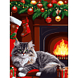 Мініатюра товару Картина за номерами Різдвяний кіт (30х40 см) - 1