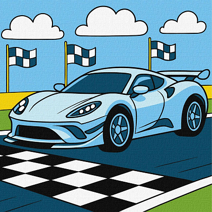 Картина по номерам Идеальная победа (голубая машина) (25х25 см), бренду Идейка - KUBIX