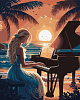 Картина по номерам Гармония звуков - девушка за пианино (40х50 см)