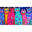Миниатюра товара Картина по номерам Разноцветные котики (50х25 см) - 1
