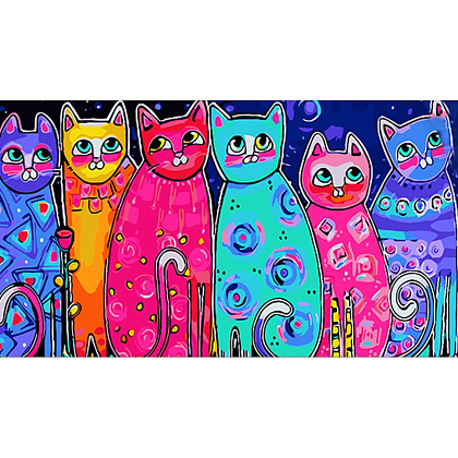 Картина по номерам Разноцветные котики (50х25 см), бренду Strateg - KUBIX