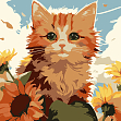 Мініатюра товару Картина за номерами Рудий кіт з соняшниками (20х20 см) - 1