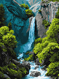 Картина по номерам Гірський водоспад (30х40 см)