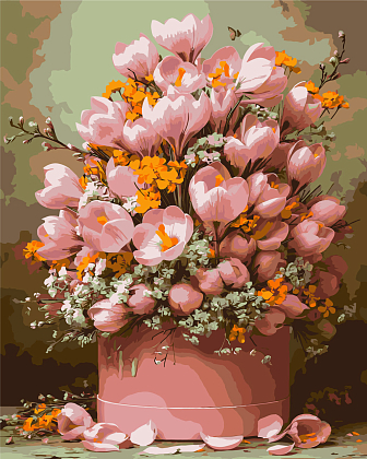 Картина по номерам Букет рожевих тюльпанів (40х50 см), бренду Origami - KUBIX