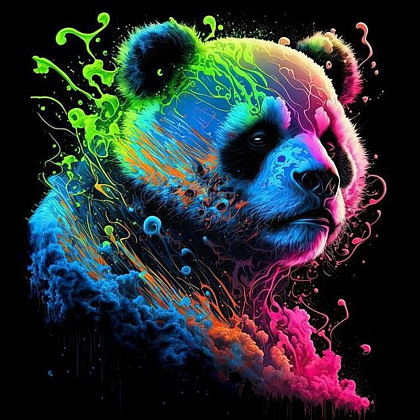 Картина за номерами Яскрава панда (40х40 см), бренду Strateg - KUBIX