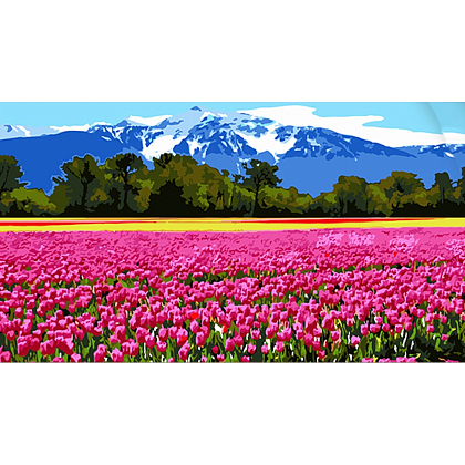 Картина за номерами Краєвид з тюльпанами (50х25 см), бренду Strateg - KUBIX