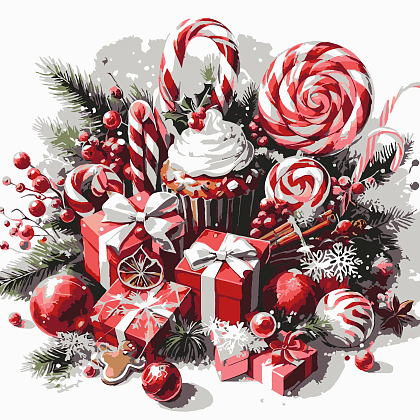 Картина за номерами Різдвяні солодощі (30х30 см), бренду Strateg - KUBIX